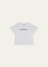 Dolce & Gabbana Kids' Boy's Logo Embroidered Short-sleeve Tee In White