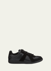 Maison Margiela Men's Replica Leather Suede Low-top Sneakers In Black