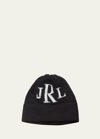 Butterscotch Blankees Kid's Metallic Classic Monogram Beanie Hat, Personalized In Black