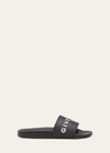 Givenchy Men's Logo Pool Slide Sandals In Black