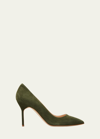 Manolo Blahnik Bb 90mm Suede Stiletto Pumps In Green