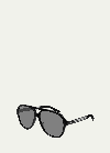 Gucci Men's Aviator Logo Sunglasses In Black