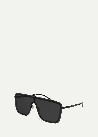 Saint Laurent Unisex Mask Metal Shield Sunglasses In Black