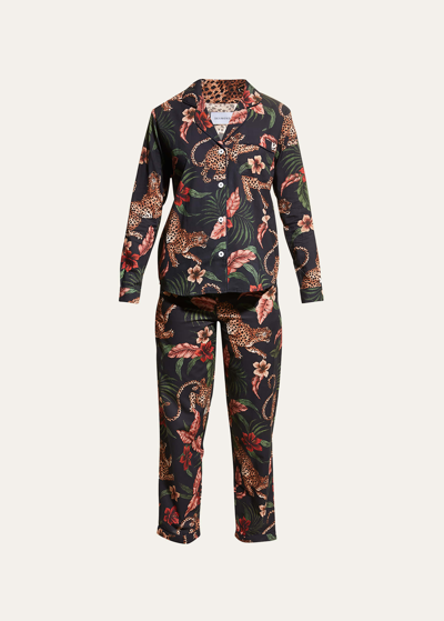 Desmond & Dempsey Soleia Cotton Long Pajama Set In Multi