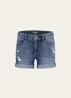 Dl1961 Kids' Girl's Piper Cuffed Distressed Denim Shorts In Blue