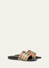 Burberry Kid's Mini Furley Check Slide Sandals, Toddler/kids In Multi