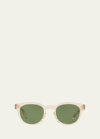 Oliver Peoples Men's Sheldrake Round Sunglasses In White