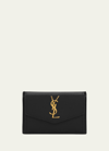 Saint Laurent Ysl Monogram Flap Card Case In Grained Leather