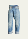 R13 Crossover Cuffed Jeans In Blue