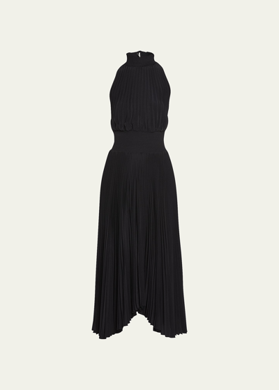 A.l.c Renzo Pleated Halter Dress In Black