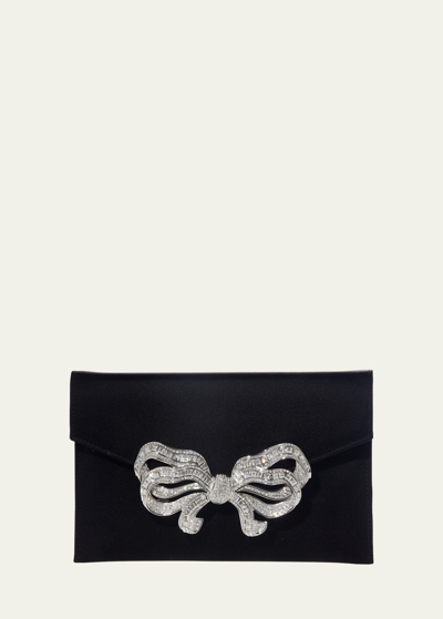 Judith Leiber Crystal Bow Satin Envelope Clutch Bag