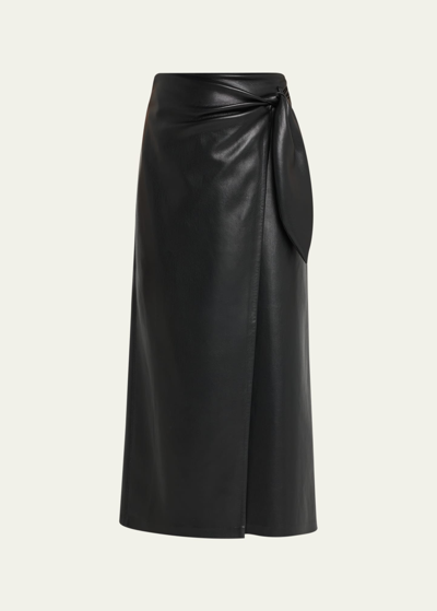 Nanushka Amas Faux-leather Wrap Skirt In Black