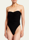 Norma Kamali Marissa Strapless Shirred One-piece Swimsuit In Black