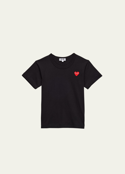 Comme Des Garçons Kid's Signature Heart Short-sleeve T-shirt In Black