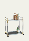 Jonathan Adler Jacques Acrylic & Brass Bar Cart In Gray