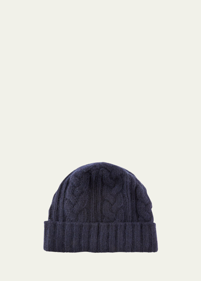 Bergdorf Goodman Men's Cable-knit Cuffed Cashmere Beanie Hat