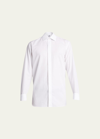 Bergdorf Goodman Men's Formal Twill Fly-front Dress Shirt In White