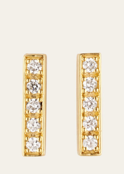 Jennifer Meyer Diamond Bar Stud Earrings In 18k Yellow Gold