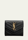 Saint Laurent Ysl Monogram Trifold Wallet In Grained Leather
