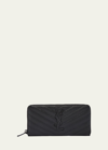 Saint Laurent Ysl Monogram Large Zip Wallet In Grained Leather In Black