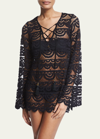 Pq Swim Noah Crocheted Tunic Coverup, Black/gold