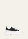 Alexander Mcqueen Men's Tread Slick Two-tone Fabric Sneakers In Black