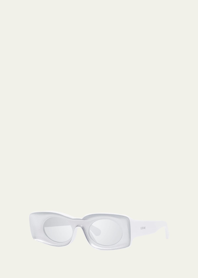 Loewe Two-tone Acetate Inset Oval Sunglasses In White