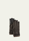 Bergdorf Goodman Men's Leather Gloves W/ Knit Lining In Black