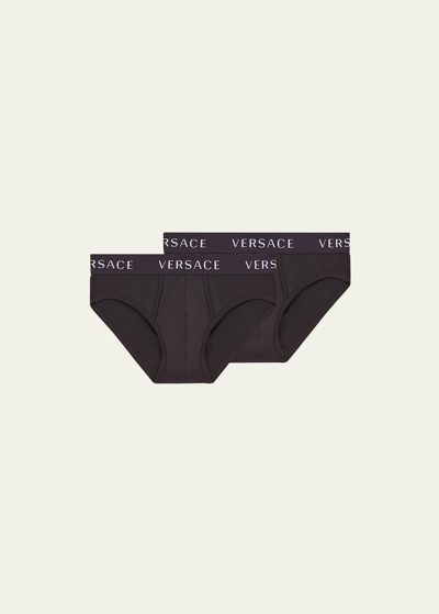 Versace Men's 2-pack Stretch Briefs In Black