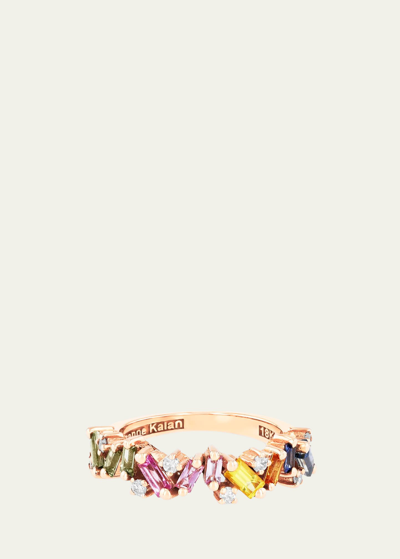 Suzanne Kalan Pastel Sapphire Frenzy Half-band Ring Size 4-8 In Rose/gold