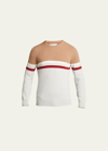 Brunello Cucinelli Men's English Ribbed Stripe Cashmere Sweater In Neutral