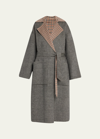 Nanushka Alamo Wool-silk Reversible Self-tie Coat In Multi