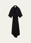 Nanushka Lais Half-sleeve Satin Midi Wrap Dress In Black