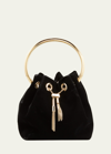 Jimmy Choo Bon Bon Velvet With Metal Handle In Black