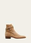 Saint Laurent Men's Wyatt Jodhpur Suede Ankle Boots In Brown