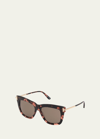 Tom Ford Dasha Oversized Square Acetate Sunglasses, Black In Brown