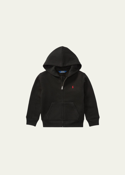 Ralph Lauren Kids' Boy's Knitted Fleece Hoodie In Black