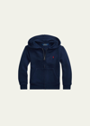 Ralph Lauren Kids' Boy's Knitted Fleece Hoodie In Blue