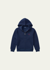 Ralph Lauren Kids' Boy's Knitted Fleece Hoodie In Blue