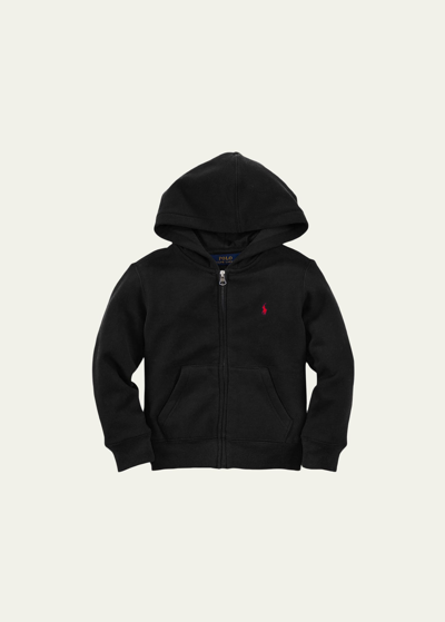 Ralph Lauren Kids' Boy's Knitted Fleece Hoodie In Black