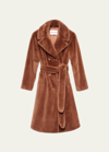 Stand Studio Faustine Faux-fur Double-breasted Coat In Brown