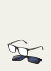 Tom Ford Men's Ft5682-bm54 Blue Light Blocking Square Optical Glasses In Black