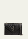 Saint Laurent Envelope Triquilt Medium Ysl Shoulder Bag In Grained Leather