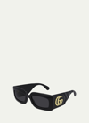 Gucci Oversized Rectangular Acetate Sunglasses In Black
