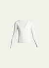 Simkhai Deep Rib Long-sleeve Wrap Top In White