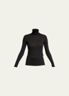 Majestic Cotton-cashmere Long Sleeve Turtleneck Top In Black