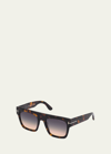 Tom Ford Renee Square Acetate Sunglasses In Brown
