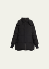 Herno Woven Puffer Coat With Hood In Black