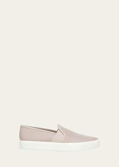Vince Blair Perforated Leather Slip-on Sneakers In Brown