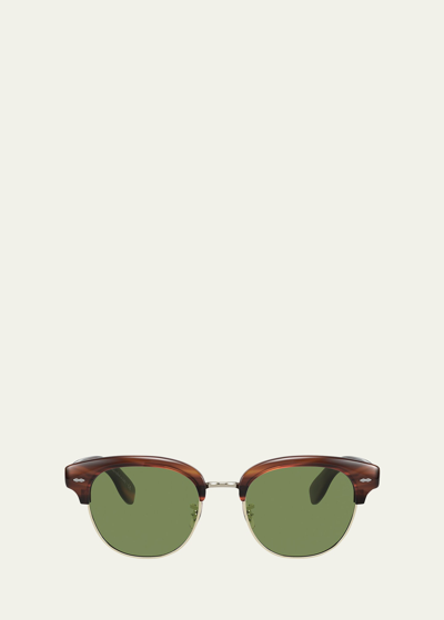 Oliver Peoples Men's Grant Half-rim Sunglasses In Brown